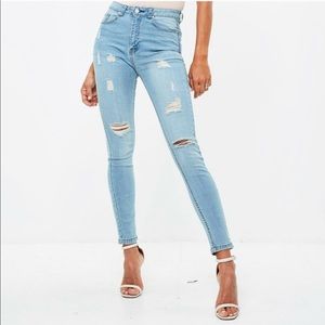 Misguided blue high rise sinner jeans